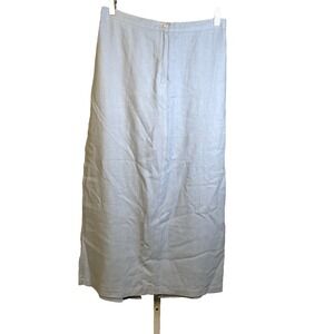 Vintage Clio Linen Tencell Skirt Large Blue USA Work Career Office Business